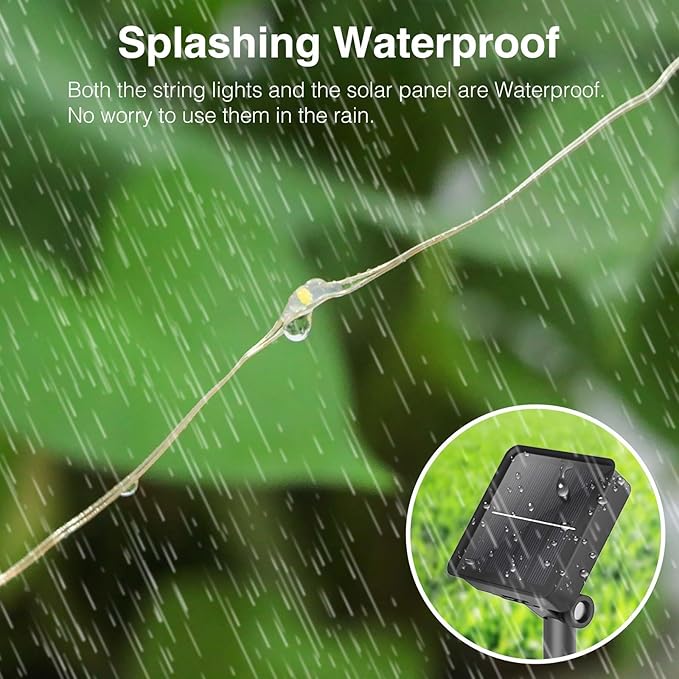 kolpop 6 Pack Solar Fairy Lights Outdoor, 32FT 80LED Solar Powered Twinkle Light Waterproof, 8 Mode Copper Wire Solar Tree Lighting for Outside Garden Yard Decorative (Cool White)