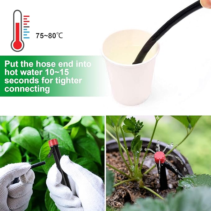 Kalolary 20PCS Drip Emitters for Irrigation, 1/4 Inch Drip Irrigation Emitters Parts 360 Degree Adjustable Water Flow Sprayer with Stake for 4/7mm Tube Micro Drippers System for Lawn Yard Pot (Red)