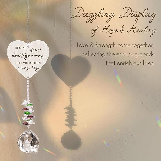 Memorial Crystal Suncatcher,Memory Gifts for Loss Loved Ones,in Loving Memory Gifts,Bereavement Gift Idea,Hanging Crystals Ornament for Window Rainbow Maker Prisms Home Decor Gift