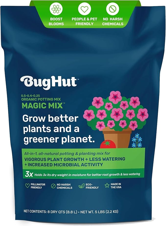 Magic Mix Peat Free Organic Potting Soil for Indoor Plants and Outdoor – Nutrient-Rich Garden Soil for Vegetables, Fruits, Herbs, and Flowers – Potting Mix Moisture Retaining, 5 lb Bag