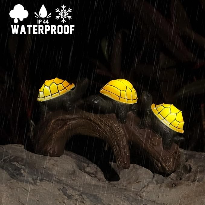 pearlstar Solar Outdoor Statues Turtle on Log Yard Decor Waterproof Figurine Light Garden Decorations Lawn Ornaments for Patio Backyard Gift for Mom Woman Grandma Lovers