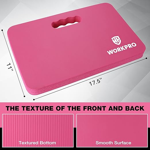 WORKPRO Extra Thick Kneeling Pad, Soft Foam Cushioning for Knee, Large Foam Kneeler Mat for Gardening, Bathing Baby, Workout Supplies, 17.5 x 11 x 1.5 in, Pink