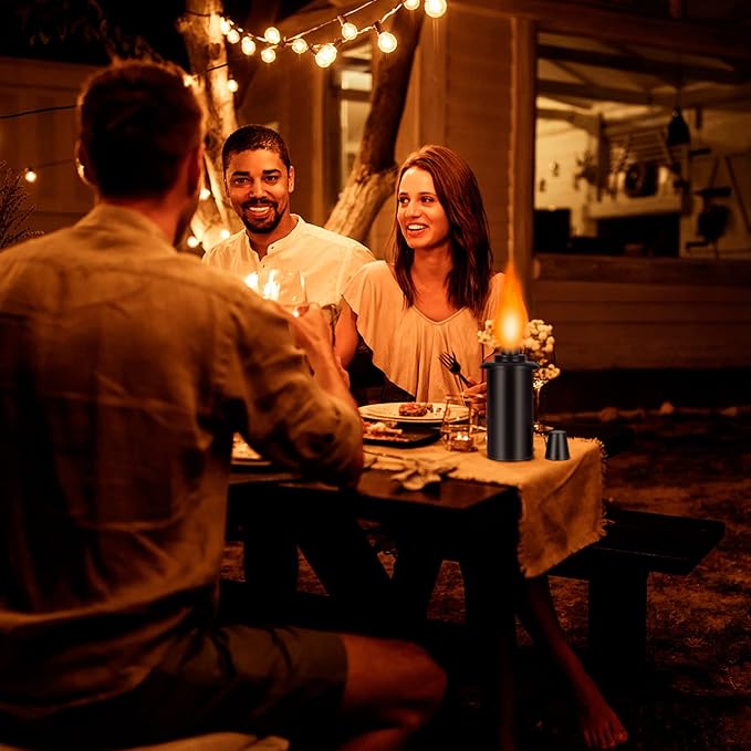 Nonley 8 Pack Torch Canisters 12 oz. Outdoor Torch Replacement Canister Bamboo Torches Refill Canister with Wicks and Covers, Decorative Lighting Torches for Lawn Patio Backyard, DIY Garden Decor