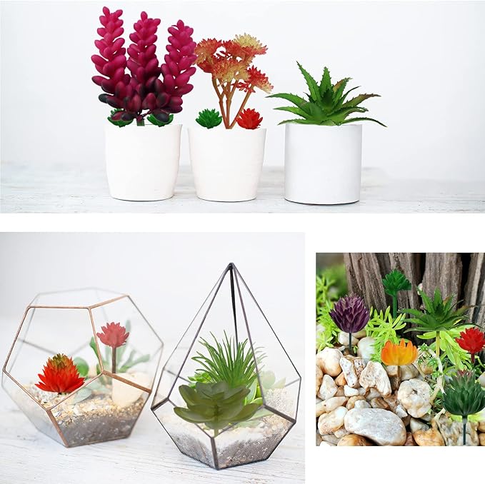 Succulents Plants Artificial, 22pcs Colorful Fake Succulents, Mini Artificial Succulents for DIY Crafting Home Terrarium Floral Wall Garden Arrangement Office Decoration (Unpotted)