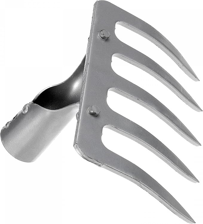 uxcell 5 Teeth Garden Rake Head, Galvanized Manganese Steel Stone Rake for Garden Farm Backyard Without Handle Hard Rake Head Only, Silver Tone