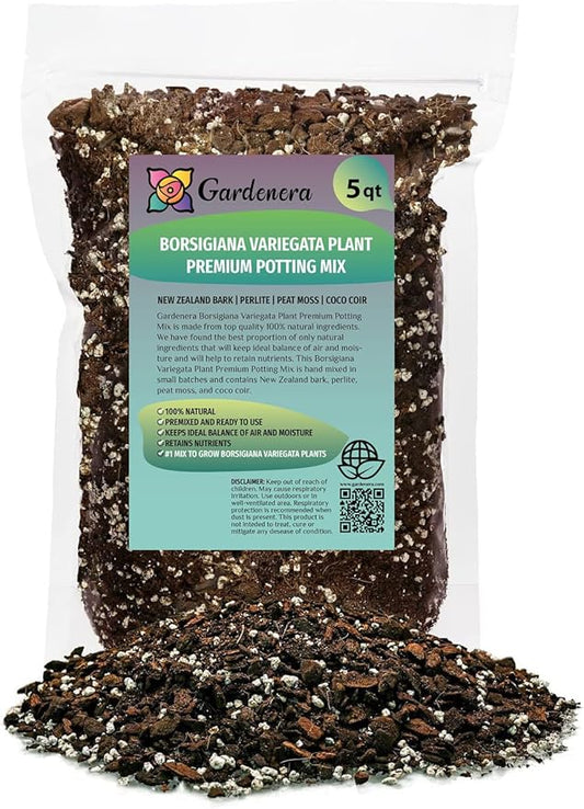 Premium Monstera Borsigiana Potting Mix - Retains Moisture and Enhances Root Growth by Gardenera - 5 Quart