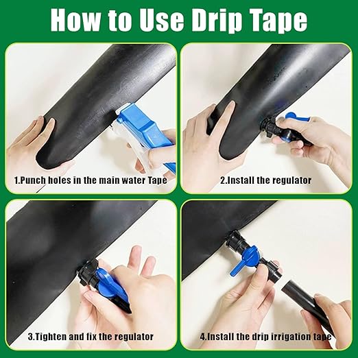 5/8" Drip Tape 3281FT, 6" Spacing Roll,16 Mil Garden Irrigation Tubing Hose, Adjustable Drip Tape Irrigation, Automatic Drip Irrigation System for Flowers, Plants, Fruits, 0.75 GPH/Hole