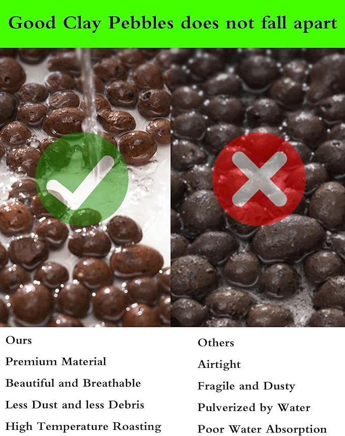 Voulosimi Clay Pebbles Hydroponic Rocks Organic Ceramsite Grow Media for Horticultural,Orchids,Drainage (3.5LB)