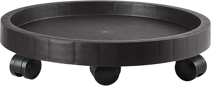 17.5 Inch Planter Caddies Rolling Saucer Caddy with Wheels, Heavy Duty Wheeled Stand for Potted Plant, Round Coaster Roller Base Tray with Casters, Flower Pot Dolly Holder for Indoor Outdoor