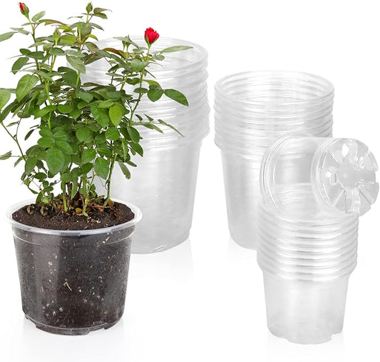 7/6/5/4 Inch Clear Nursery Pots with Drainage Holes, 28 Pack Nursery Pots Variety Pack, Durable Transparent Plastic Pots for Plants, Seed Starter Pots, Garden Flower Orchid Pots
