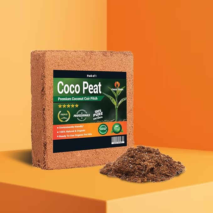 100% Organic Coco PEAT/Coir for Gardening 9+ LBS Brick,100% Natural Fertilizer (Pack of 1)