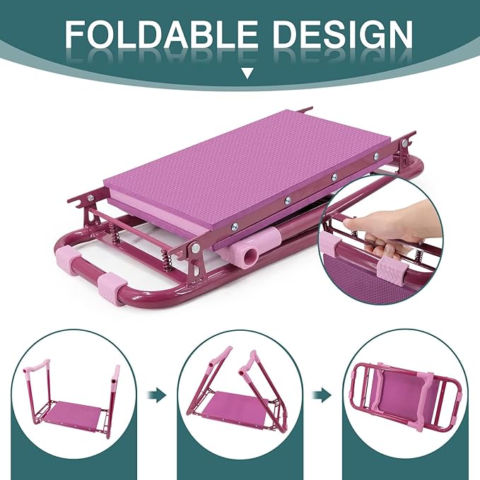 Foldable Garden Kneeler and Seat，Portable Garden Kneeler Stool - Heavy Duty Garden Bench, Resistant Garden Stool, Comfortable EVA Foam Cushion - Ideal for Women's Gardening， Camping...