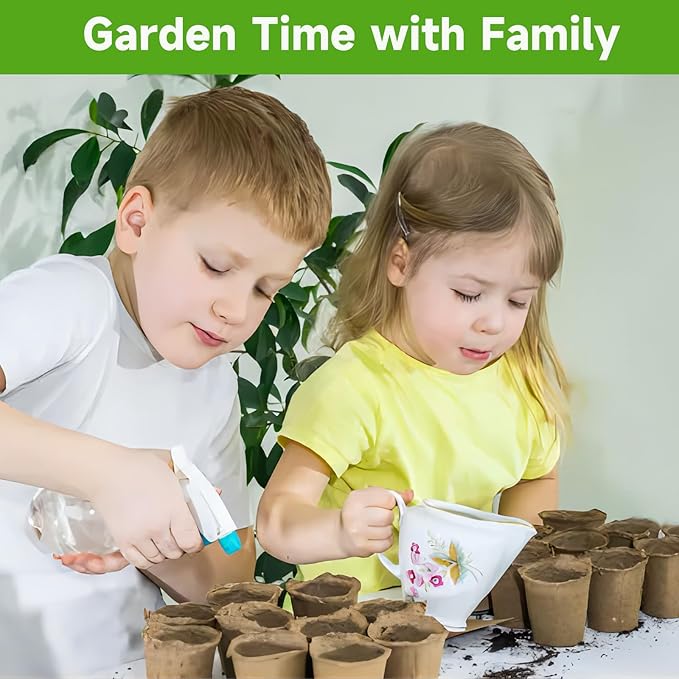 130 Pcs Organic Peat Pots, 3.15 Inch Nursery Pot, Round Plant Seedling Pots with Drainage Holes, Small Seed Starting Starter Tray Bulk, Garden Germination Container with 130 Planting Labels