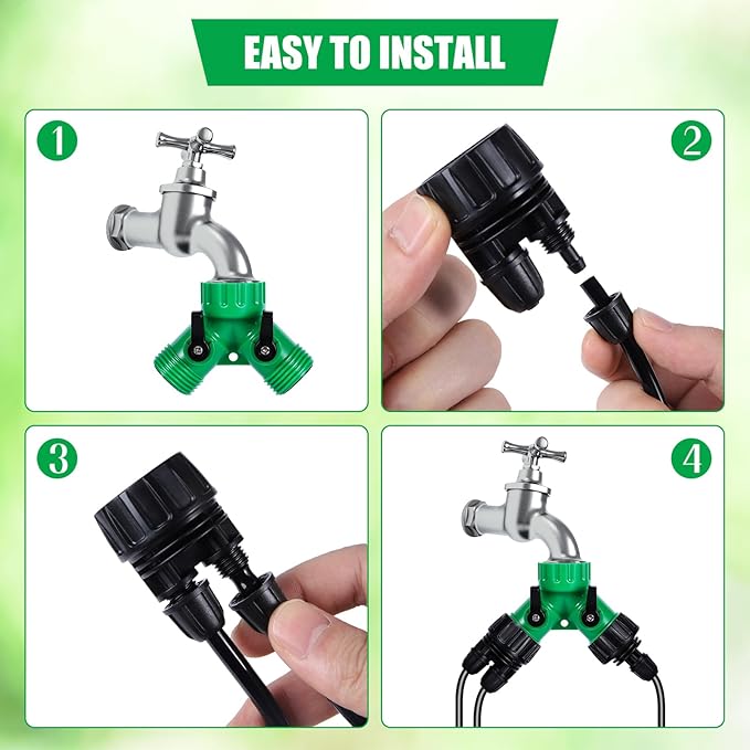 5 Pcs Hose Adapter Kit, Y Water Splitter 1-Way/2-Way Convert 3/4 Inch Female GHT to 1/4 Inch Irrigation Tubing Connectors, Garden Faucet Connectors for Irrigation Misting System