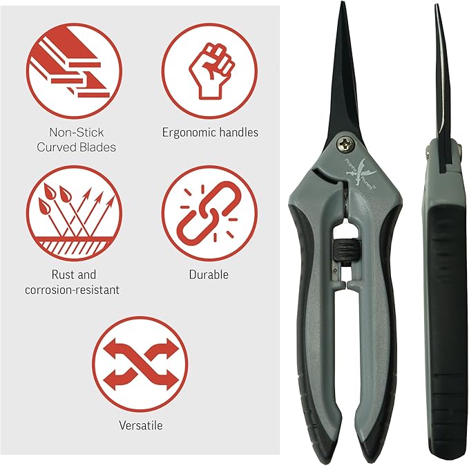 Piranha Pruner Trimming Scissors Garden Shears, Plant Trimmers, Gardening Hand Tools, Curved Fluorine Coated Blade