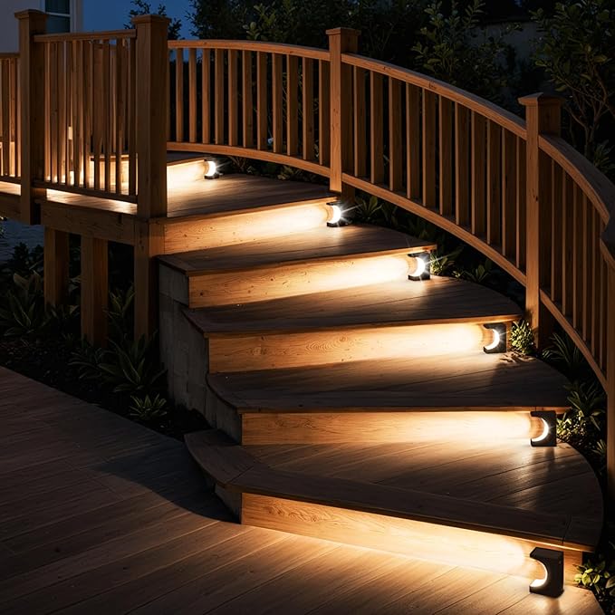 ZOOI Solar Step Lights for Outside, Step Lights Outdoor Waterproof, Outdoor Solar Stair Light for Yard, Garden Decor for Outside, Solar Garden Lights for Step, Stair, Patio, Porch, Deck Decor, 6PCS