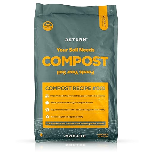 Return Organic Compost #001, Fertilizer for Indoor & Outdoor Garden Soil Beds, Plants & Vegetables, Potting Soil, Raised Beds, Lawns - Improves Soil Structure, Peat Free, OMRI Listed (32-35 Pound Bag)
