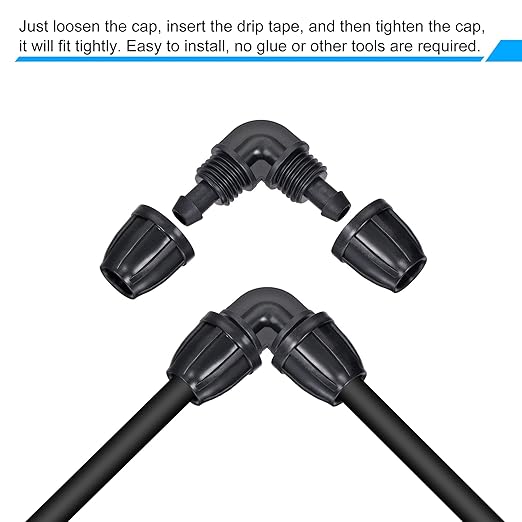MECCANIXITY Drip Irrigation Elbow Barbed Fitting 8mm/11mm Tubing for Garden Drip Tape Tubing Sprinkler System Black Pack of 8