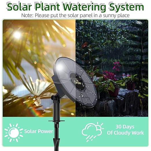 Solar Drip Irrigation System, Automatic Watering System with 2200mAh Battery and 6 Timer Modes for Potted Plants Drip Irrigation Kit for Balconies, Green House, Garden, Balcony