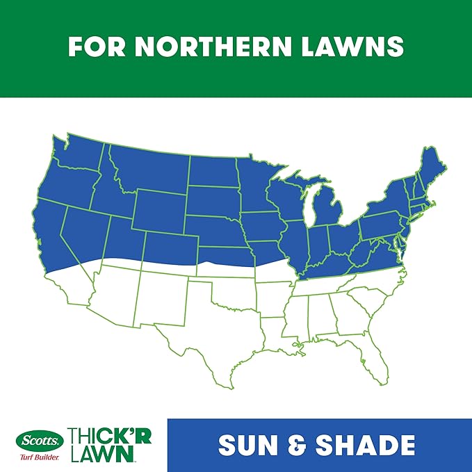 Scotts Turf Builder THICK'R LAWN Grass Seed, Fertilizer, and Soil Improver for Sun & Shade, 4,000 sq. ft., 40 lbs.