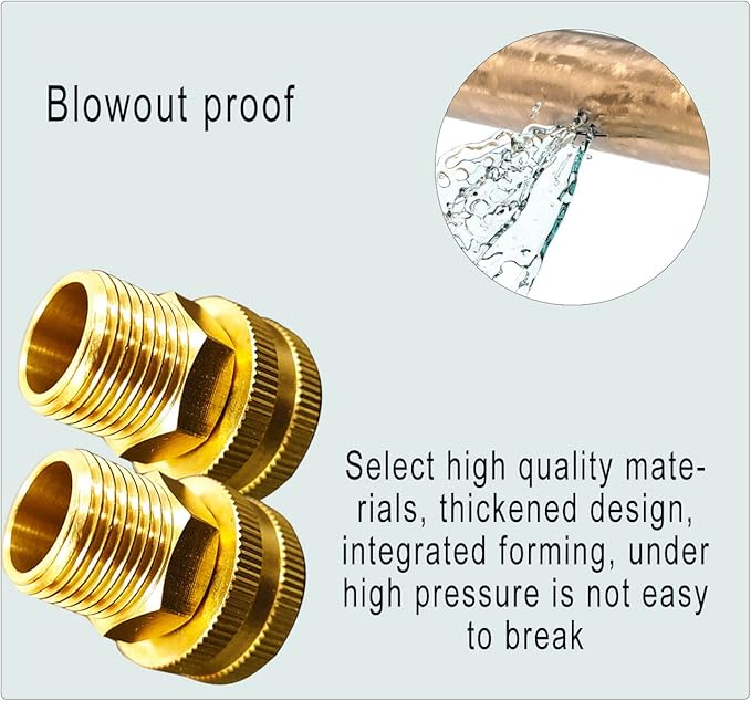 YOUHO Garden Hose Adapter Brass 3/4” GHT Female x 1/2” NPT Male Connector, GHT to NPT Adapter Brass Fitting, Garden Hose to Pipe Fittings Connect, Garden Pipe Joint Extension Repair Fitting