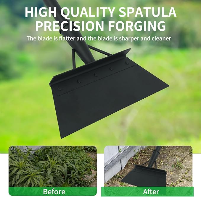 45" Multifunctional Garden Cleaning Shovel with Glove, 11.8" Wide Heavy Duty Gardening Shovels Flat Cleaning Shovel Outdoor Gardening Tool for Ice Removal Digging Lawn Edging