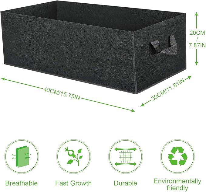 ANGELIOX 3 Pack Grow Bags, 6 Gallon/24L 300G Thickened Nonwoven Fabric Garden Bed Square Flower Planter Containers Pots with Handles for Potato Onion