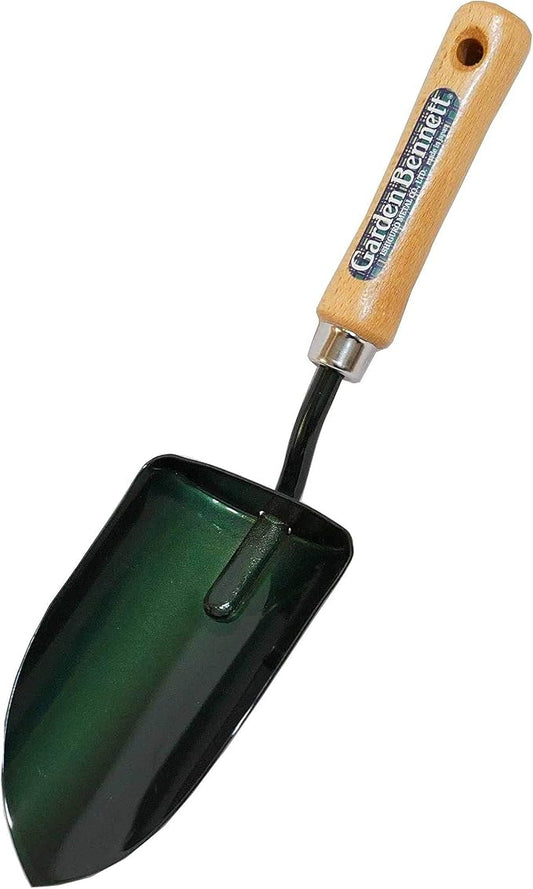 Garden Helper Large Garden Trowel Hand Tool, Hand Shovel for Planting and Transplanting, Heavy Duty Japanese Steel Blade, Wood Handle, Made in Japan