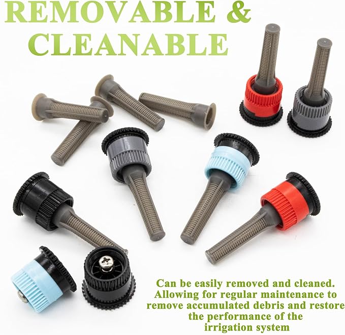 30 Pack Spray Sprinkler Nozzle Filters Variable Arc Nozzle Replacement Pop Up Sprinkler Heads Generic Irrigation Filter Compatible with Hunter, RainBird Sprinklers Spray Head (Brown)