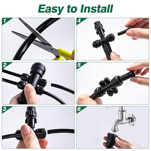 Drip Irrigation System Kit,147FT/45M Garden Watering System with Hose Distribution Tubing Drip Emitters Connectors,Automatic Drip Irrigation Kit for Plant,Greenhouse, Yard,Lawn,Patio