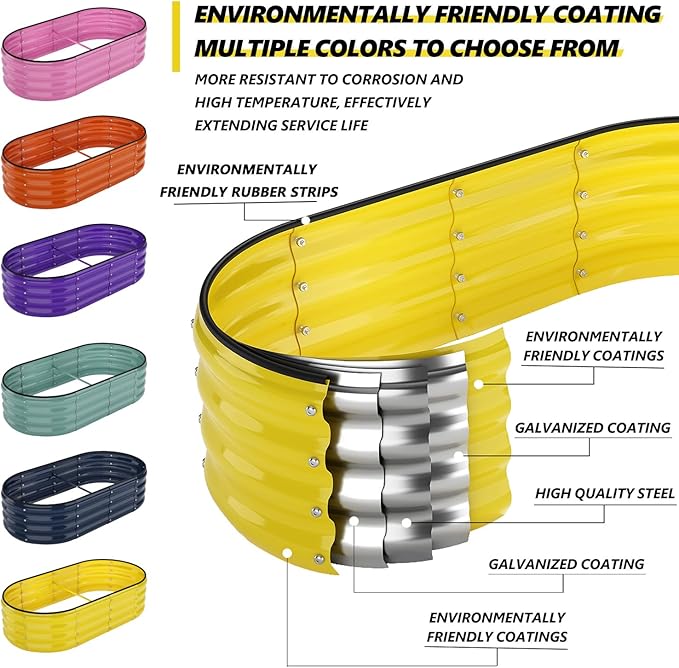 Galvanized Metal Planter Round Raised Garden Bed Kit for Gardening Outdoor，3x3x1ft Planter Grow Garden Box Raised Flower Bed，Round Galvanized Planter Outdoor Large Metal Fire Pit Ring