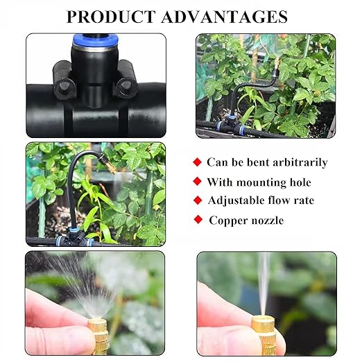 New Quick Connector Drip Irrigation Kits,Automatic Irrigation System With Replaceable 360-degree Bending Dropper,atomizing Copper Nozzle For Watering System For Garden Plant Lawn Patio.(Copper Nozzle)