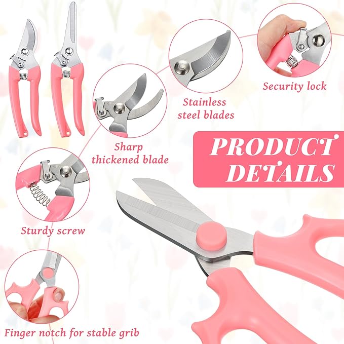 WILLBOND 15 Pcs Garden Floral Plant Scissors Stainless Steel Flower Shears, Handheld Sharp Scissors with Grip Handles, Straight Blade Clippers Tree Branch Cutter for Fall Gardening Tool