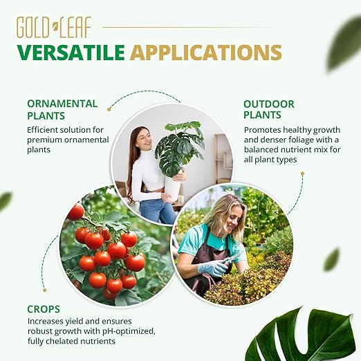 1L Gold Leaf Liquid Fertilizer Single-Step Plant Fertilizer with Every Essential Nutrient for Healthy Bigger Buds & Blooms, Optimized pH for Soil, Hydroponics, and Coco Growers