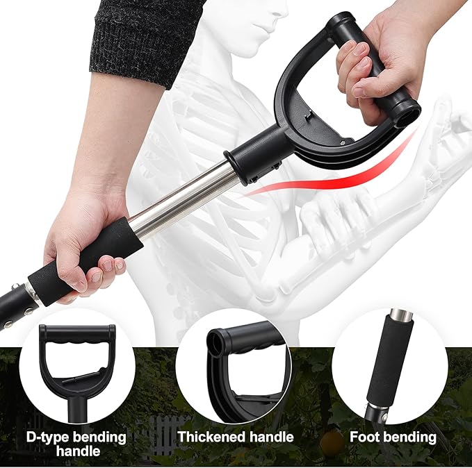 Shovels for Digging,31 inch Long & 1-1/4inch Diameter with Curved D -Shaped Handle Heavy Duty Car Shovel, Suitable for Excavation Camping Car Gardening.
