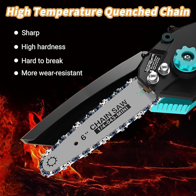 Mini Chainsaw Cordless, 8 inch & 6 inch Electric Chain Saw with 2 Pack Rechargeable Batteries, Battery Powered Handheld Saw for Trees Trimming Wood Cutting, Perfect Gardening Tools for Men Dad Husband