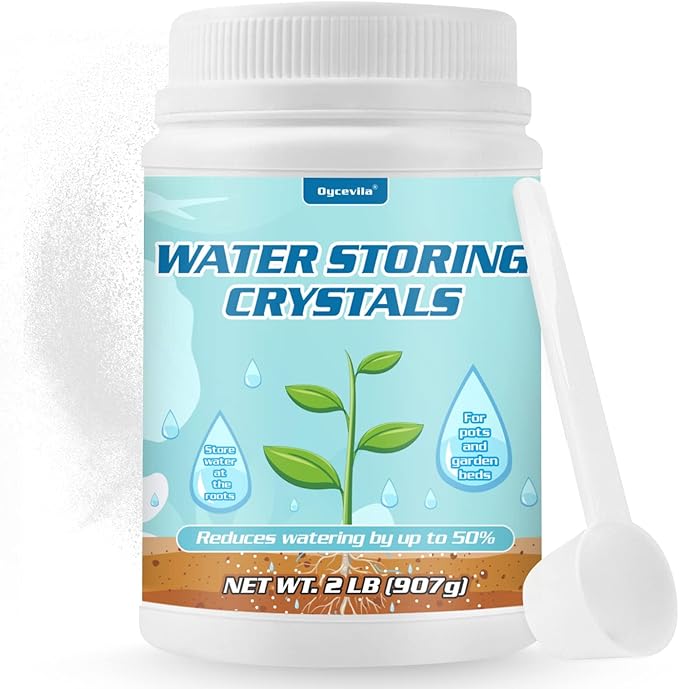 2LB Water Storing Crystals for Plants with Spoon, Water Gel Solves Plant Over-Watering and Drought Problems, Keeps The Soil Moist, Small Water Storing Polymer Crystals Powder for Plants - by Oycevila