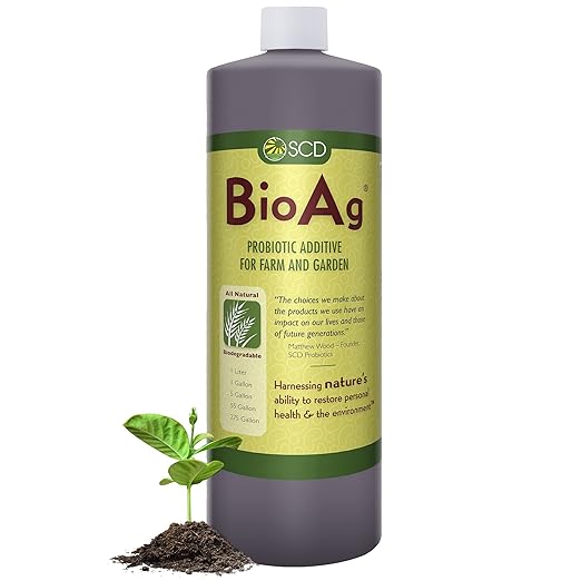 SCD BioAg – Organic Farm and Garden Soil Microbes, Compost Starter with 12 Probiotic Strains, Live Super Concentrate of Liquid Microorganisms, Chemical-Free Soil Amendment, by SCD Probiotics (1 Liter)