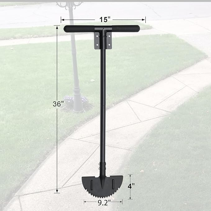 Oliynedy Lawn Edger Tool, Manual Grass Edger Long Handle 36 inch, Steel Hand Saw-Tooth Border Half Moon Edger Shovel for Yard, Garden, Landscaping, Sidewalk, Cable Burying