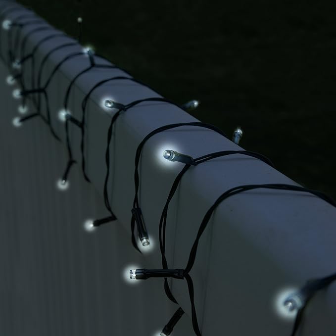 Pure Garden Solar Powered LED String Lights - 39-Foot Outdoor Lighting with 100 White Bulbs - Fairy Light with Steady or Twinkle Mode