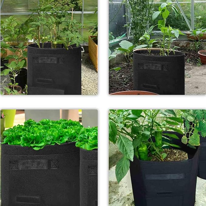 TCBWFY 4 Pack Potato Grow Bags with 2 Flaps 15 Gallon,Heavy Duty 14oz/yd² Planter Pot with Sturdy Handles and 2 Harvest Windows for Potato Tomato and Vegetables