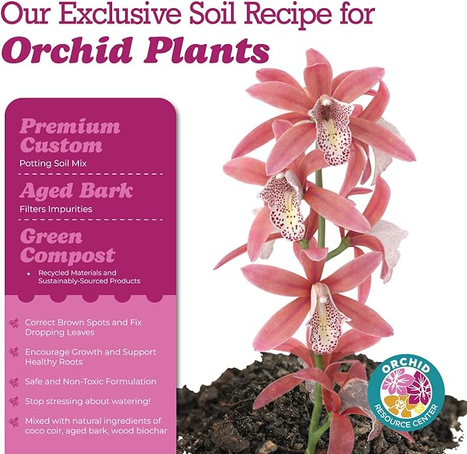 Orchid Soil Mix - Premium Potting Blend - Fast Draining, Non-Toxic, Nutrient-Rich, Sustainable - Ideal for Repotting Indoor Orchids - USA-Made - 1 Bag