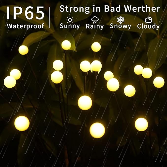 SOLARBABY Solar Garden Lights New Upgraded Solar Swaying Light Sway by Wind Solar Firefly Lights Outdoor Waterproof for Landscape Pathway Patio Yard Walkway Decoration Warm White