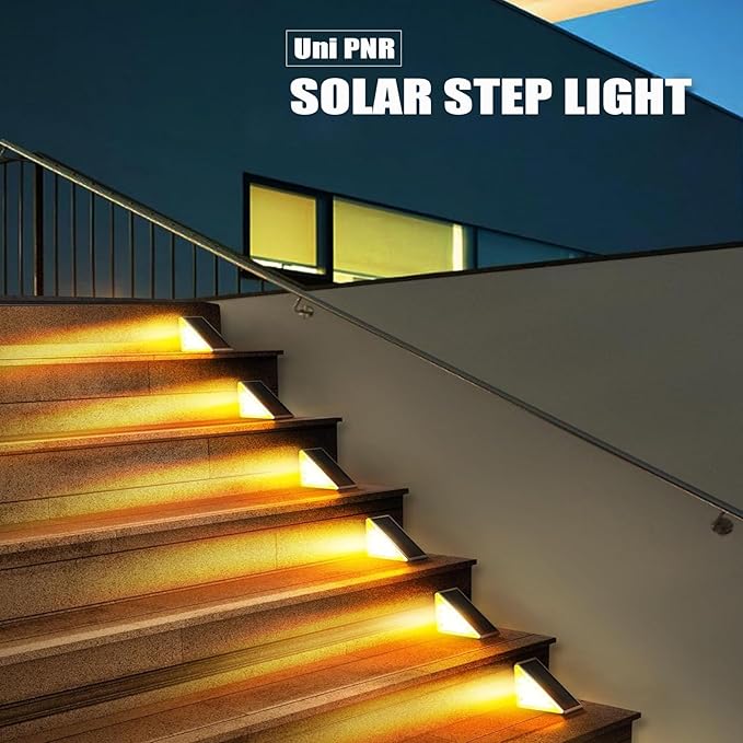 Solar Stair Lights Outdoor, 12 Pack Outdoor Solar Lights Waterproof IP67, Solar Step Lights for Outside, Patio, Decor, Yard, Garden, Front Door, Porch (Warm White)