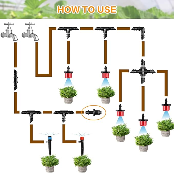 Drip Irrigation End Plug：120 Pack Barbed End Cap Irrigation Parts Fit for 1/4 Inch Drip Irrigation Tubing Drip Line Irrigation End Closure for Garden Lawn Drip Irrigation System