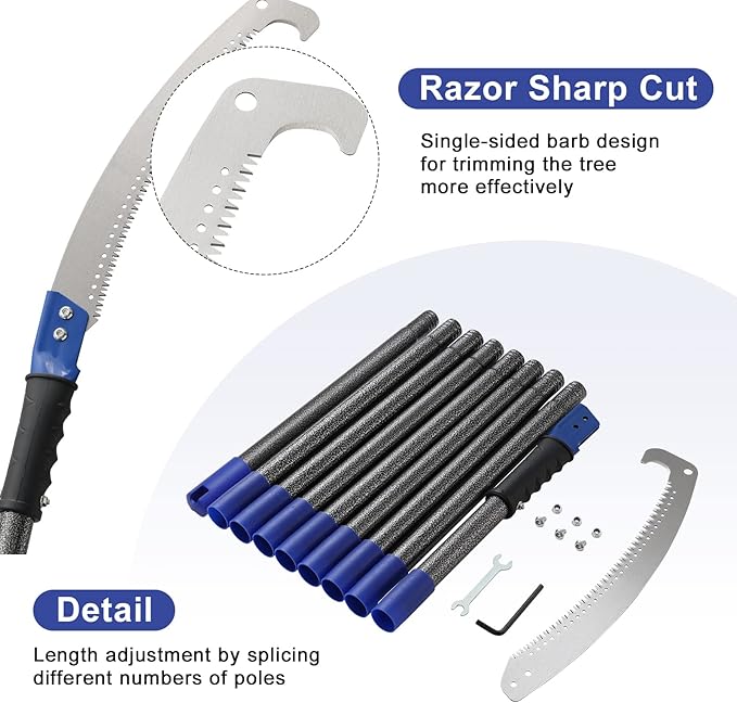 Pole Saws for Tree Trimming, 7.5 FT Long Extension Pruning Saw, Lightweight Stainless Steel Extension High Pole Pruning Pole Saw with Blade for Trimmer Yard Garden and Patios Trees Branches