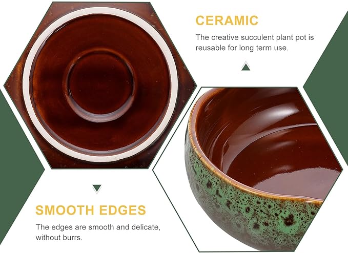 Happyyami Hydroponic Water Planter Pot Ceramic Succulent Bonsai Pot Water Lily Narcissus Planting Bowl Flowerpot Container Garden Decoration (Style b)