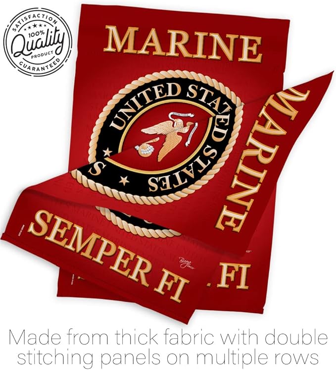 US Marine Corps Garden Flag Decor USMC Semper Fi Armed Forces Official United State Decorations Yard Military Memorabilia Banner Remembrance Wall Tapestry Retire Veteran Memorial Day Gifts Made In USA