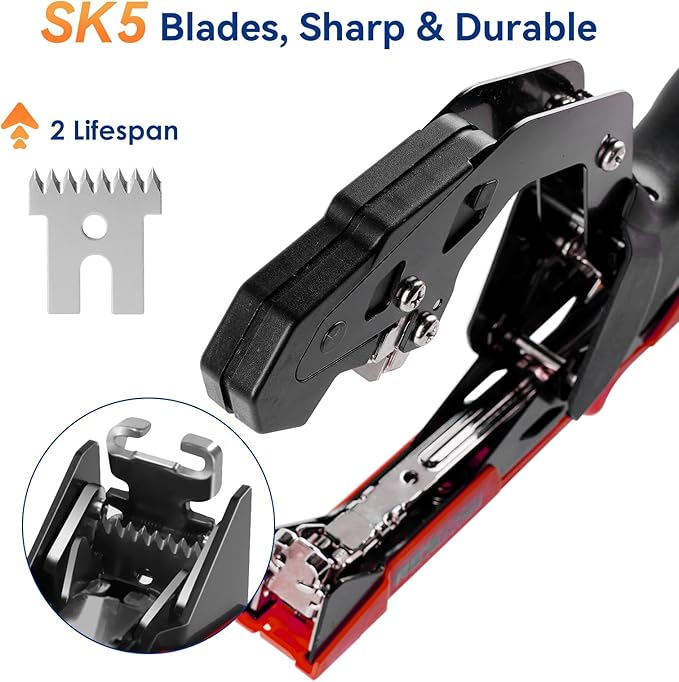 Upgraded Plant Tying Machine, Lightweight Plant Type Gun with 20 Rolls Tapes, 20000Pcs Staples to Tie Up Vine, Plant Tying Tool with SK5 Blade Replacement for Tomato, Cucumber, Grape (Red)