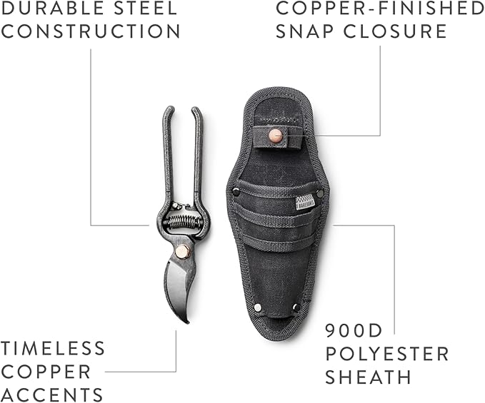 Barebones Pruner - Heavy Duty, Non-Slip Pruning Shears with Durable Blades - Old World Japanese Design, Plant Trimming Scissors - Ideal Houseplant Accessories & Garden Tools